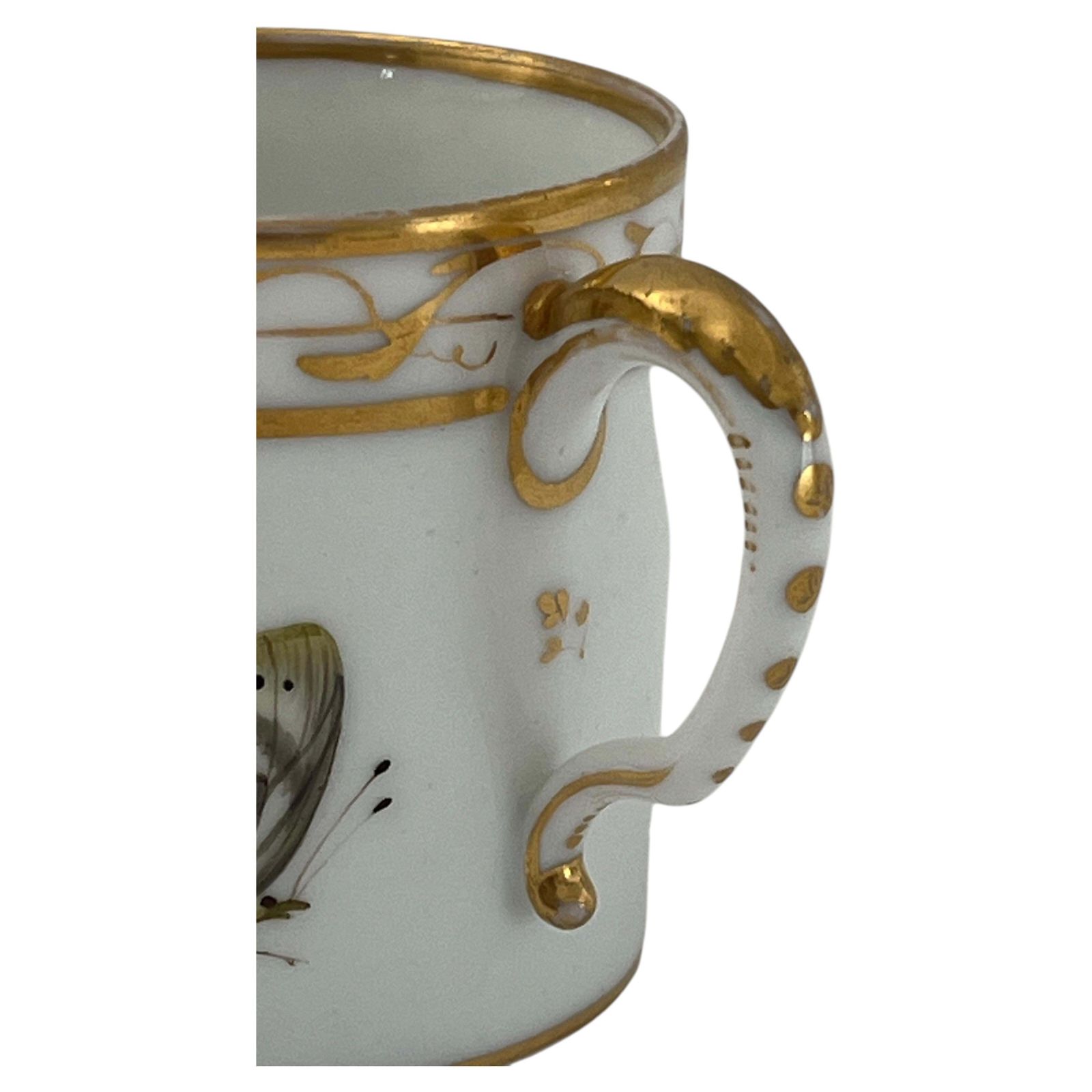 Old Paris Porcelain Coffee Can Butterflies & Insects Polychrome, French Ca 1795 photo 435.0