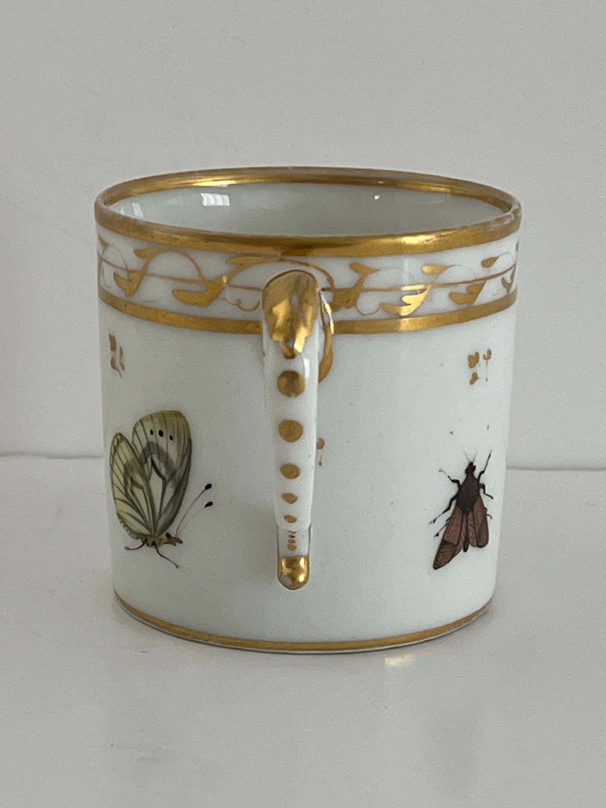 Old Paris Porcelain Coffee Can Butterflies & Insects Polychrome, French Ca 1795 photo buy
