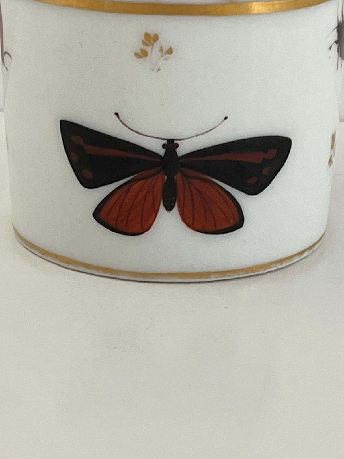 photo furniture Old Paris Porcelain Coffee Can Butterflies & Insects Polychrome, French Ca 1795