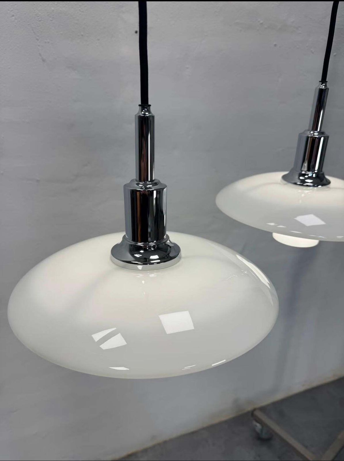 Vintage Ph 3/2 Pendant Lamps In White Opaline Glass By Poul Henningsen For Louis photo Lighting