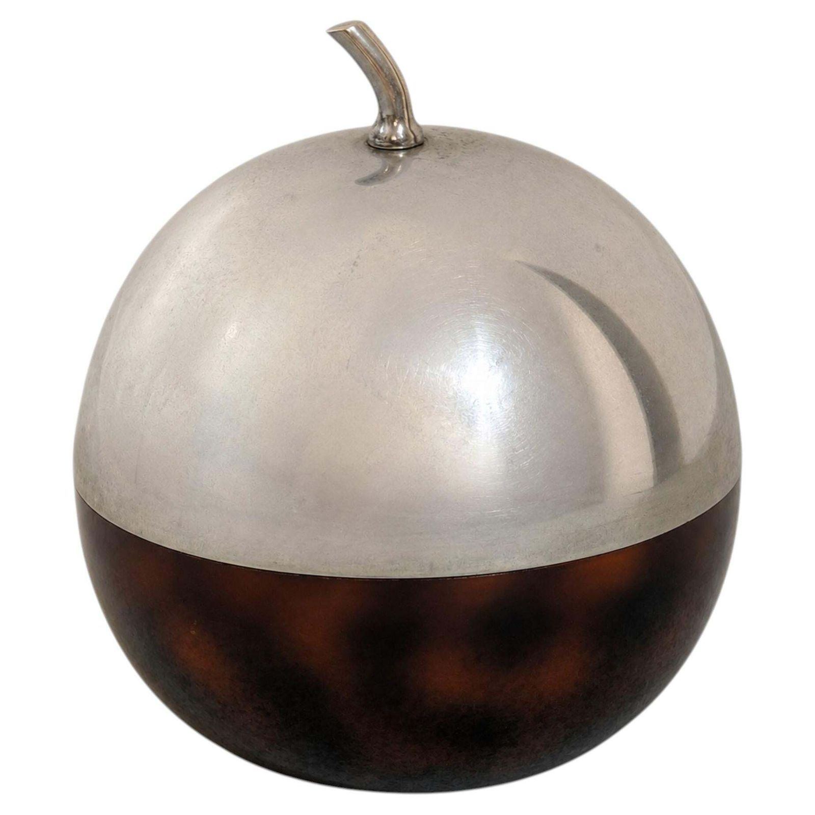 Mid Century Modern French Ice Bucket Metal And Bakelite Lucite, 1970s