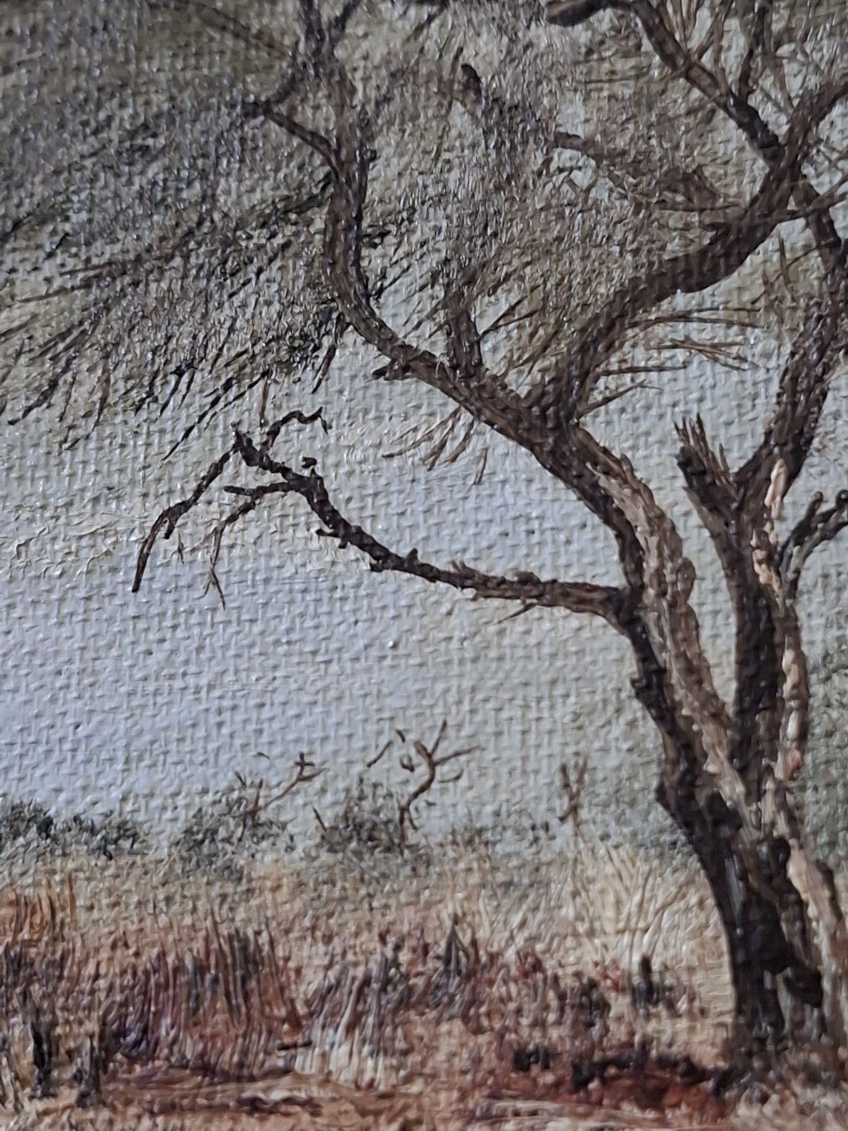 photo vinterior Vintage South African Oil Painting Kruger National Park Nic Van Der Walt Skukuza