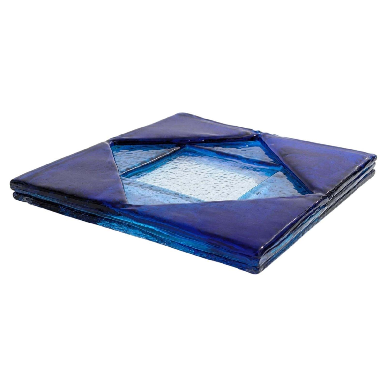 Italian Murano Glass Centerpieces Blue Murano Glass Tray By Mazzega, Italy, 1970