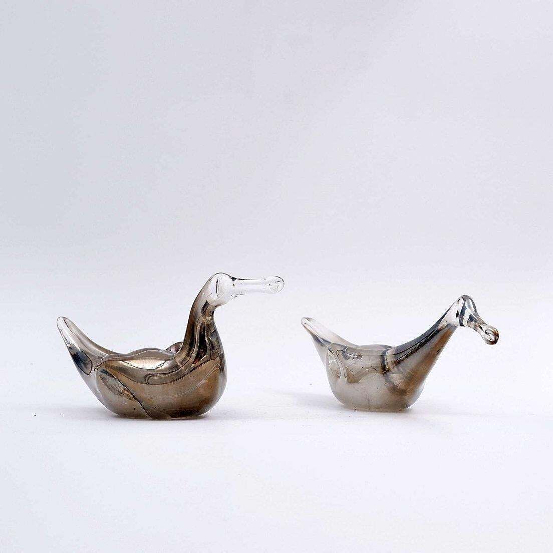 photo vinterior Mid 20th Century Mercury Glass Duck Couple Sculpture, Vintage Art