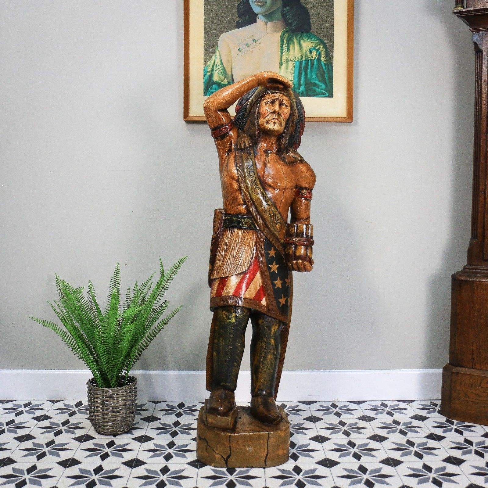 Cigar Store Indian Tobacco Advertisement Hand Carved Large 124cm photo furniture