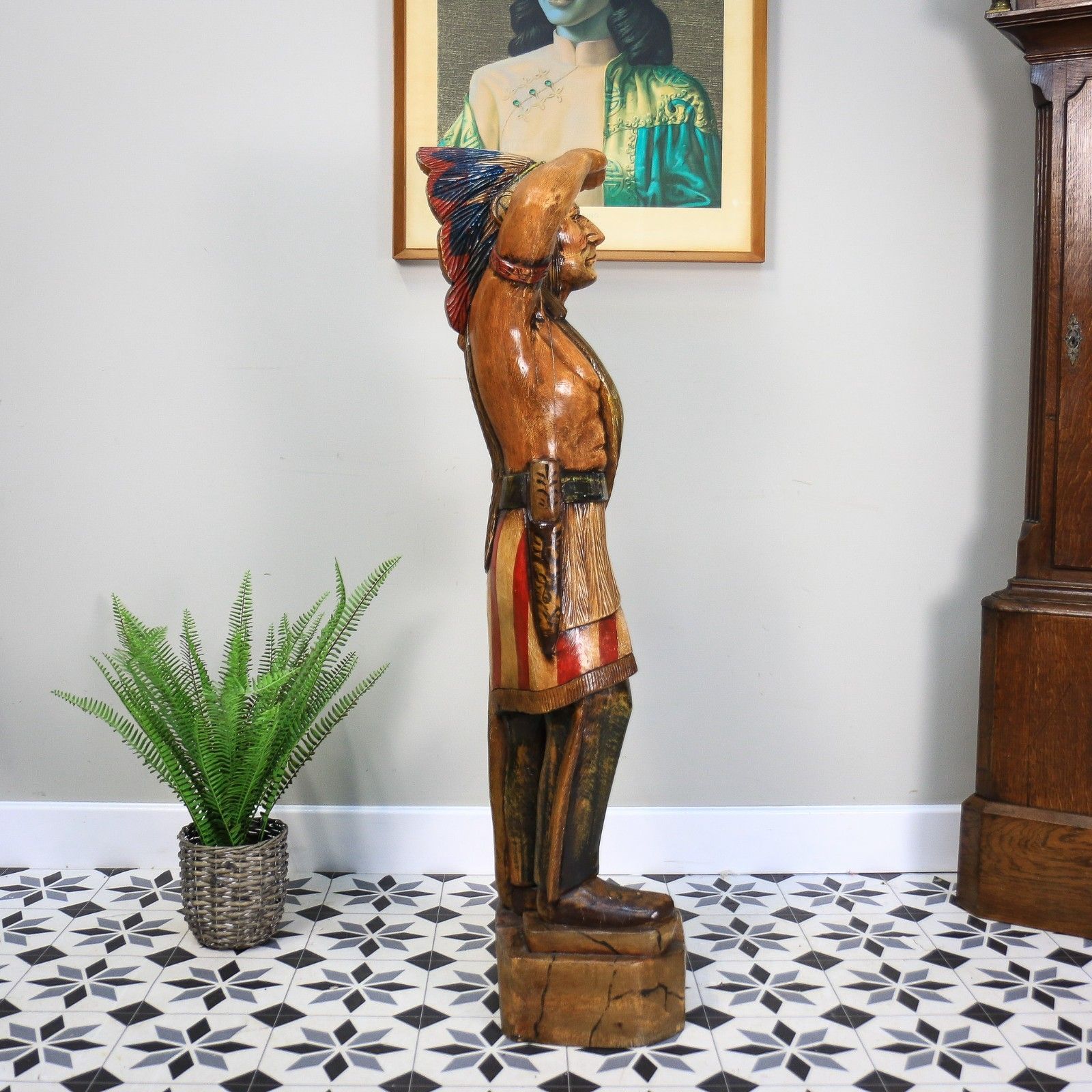 Cigar Store Indian Tobacco Advertisement Hand Carved Large 124cm photo for sale