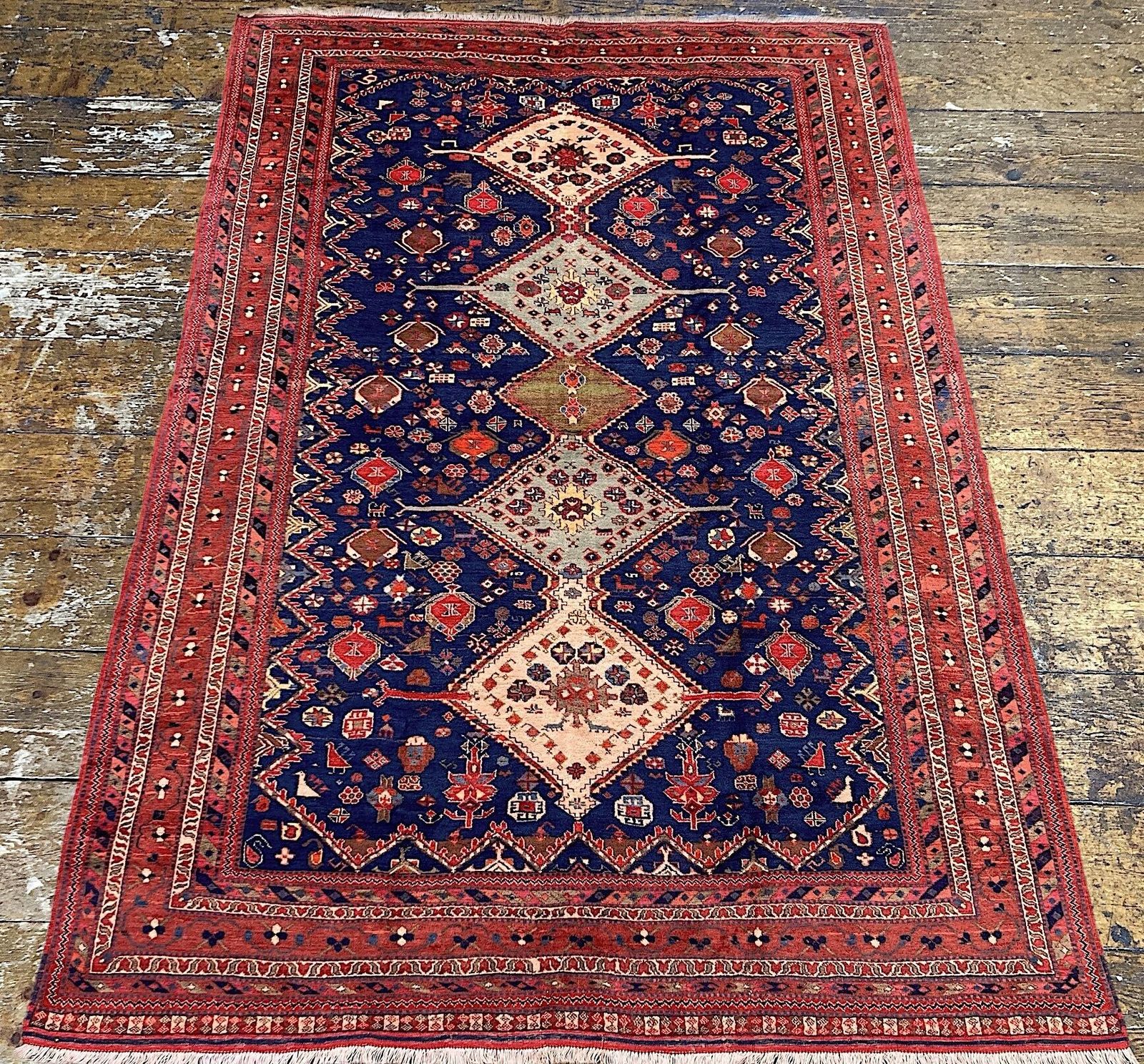 Vintage Afshar Tapijt 2,92 m x 2,03 m photo Textiel