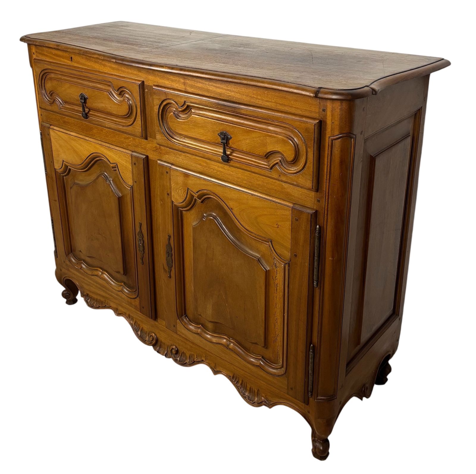 French Provincial Oak Server Cabinet With Sliding Shelves, Early 20th Century