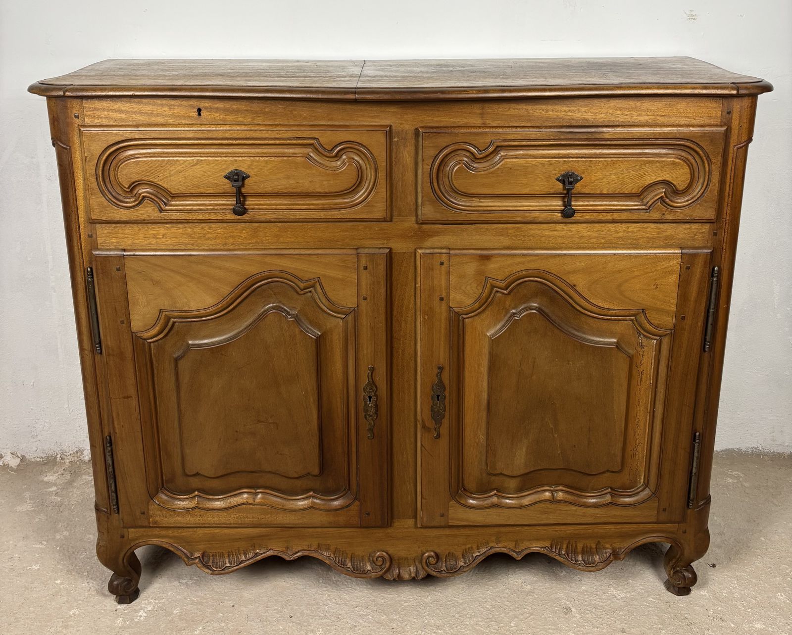 French Provincial Oak Server Cabinet With Sliding Shelves, Early 20th Century photo Furniture