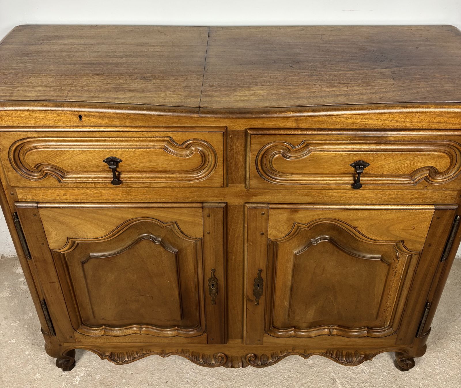French Provincial Oak Server Cabinet With Sliding Shelves, Early 20th Century photo vinterior