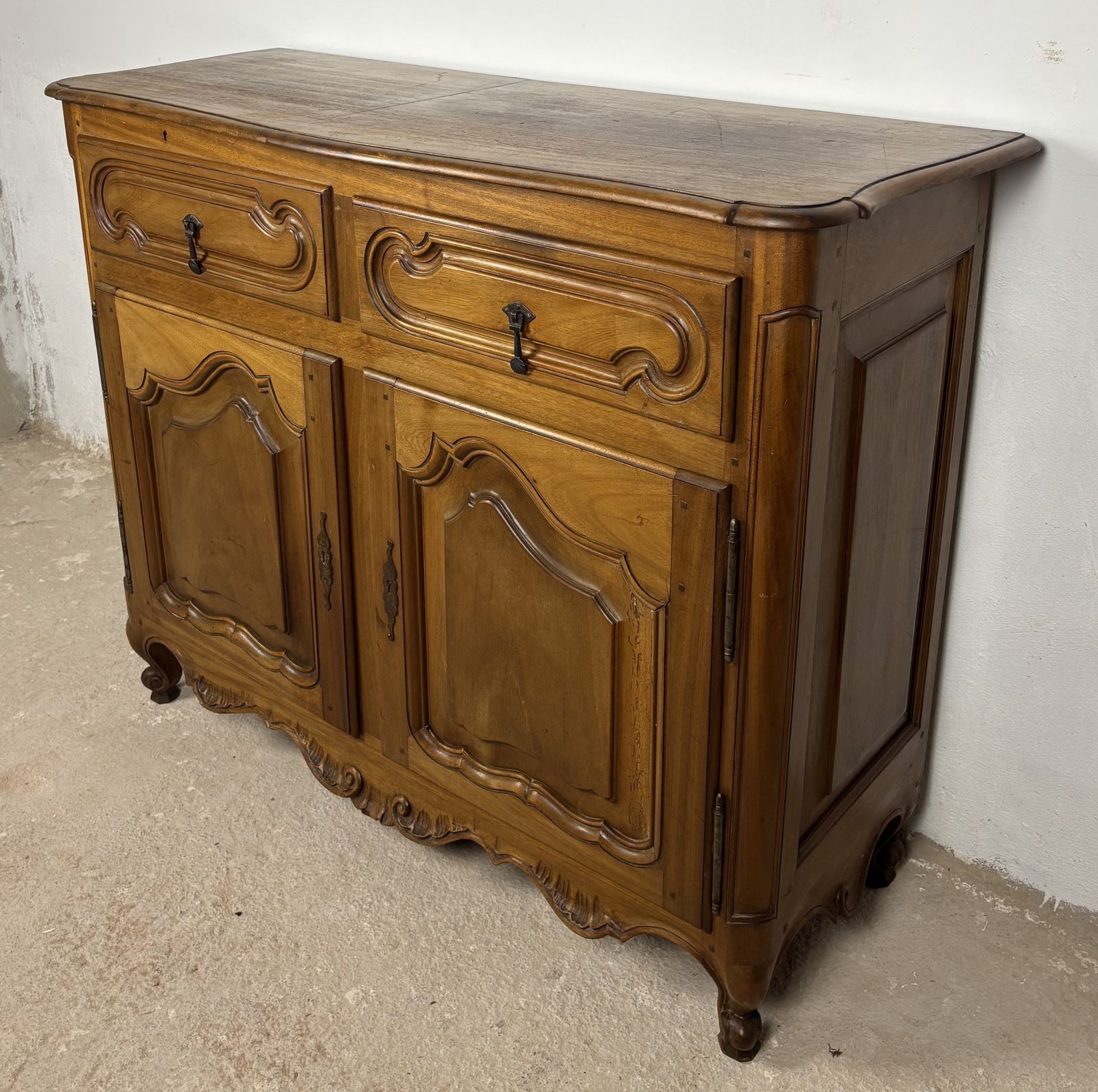 French Provincial Oak Server Cabinet With Sliding Shelves, Early 20th Century photo vintage