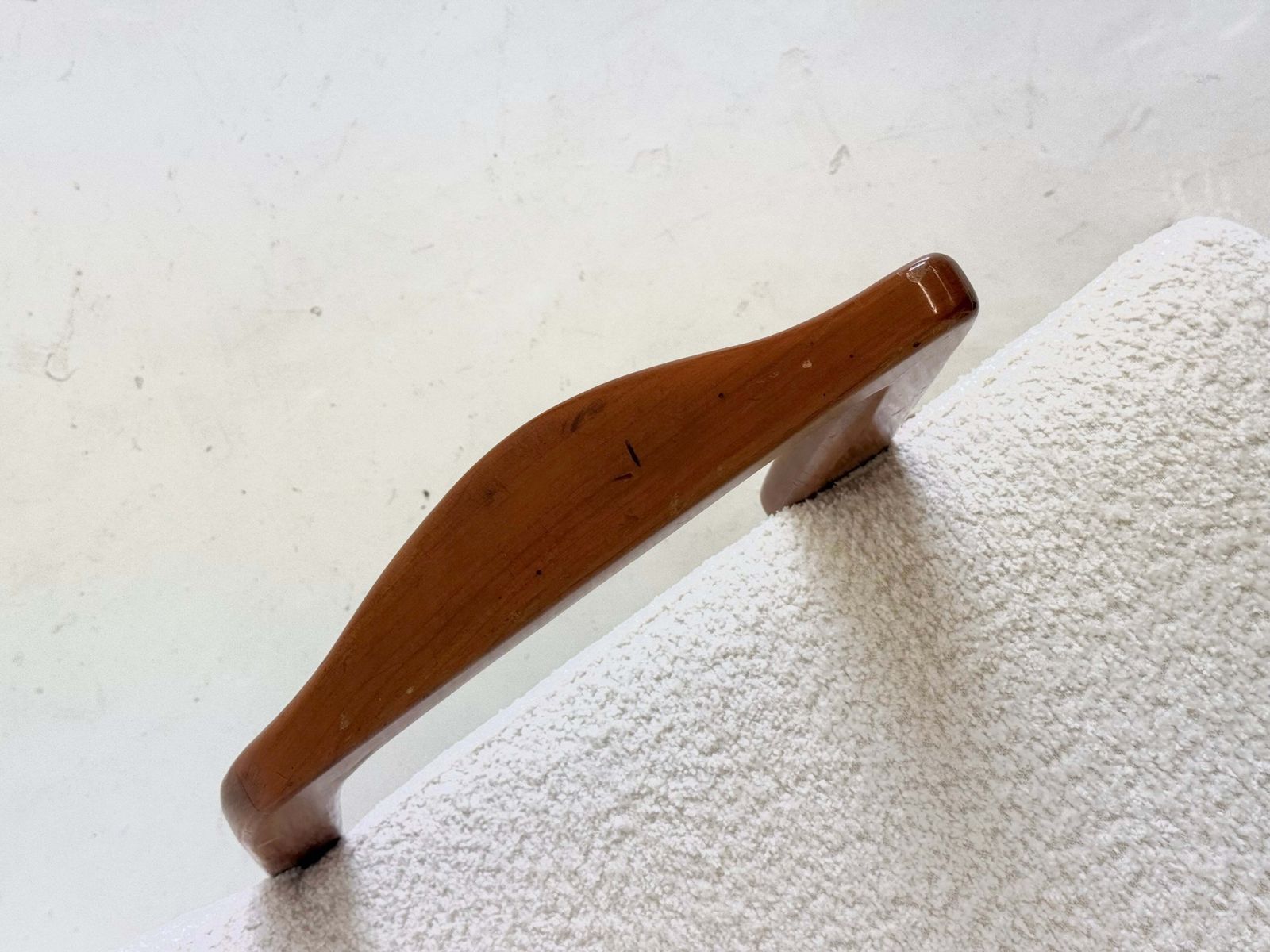 Furniture Italian Mid Century Lounge Armchair In Cherry Wood With White Buckle photo