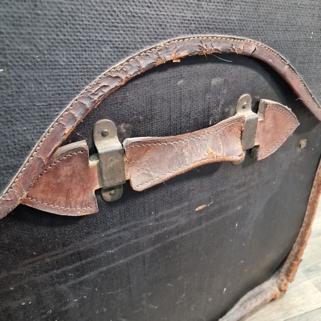 Antique Travel Trunk Canvas & Leather Domed Storage Luggage Steamer Pirate Chest photo 100.0