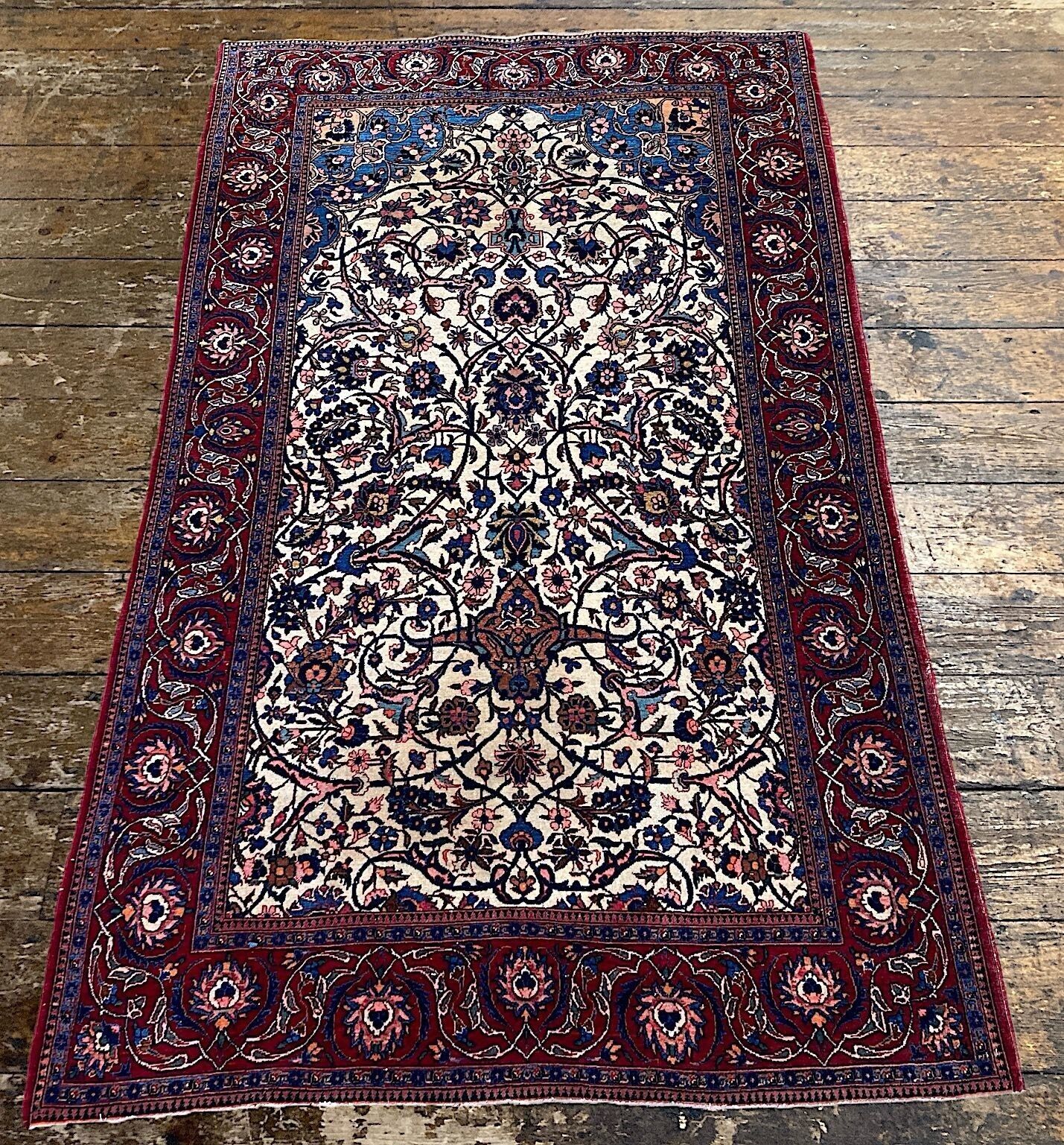 Antique Kashan Rug 2.12m X 1.31m photo Textiles