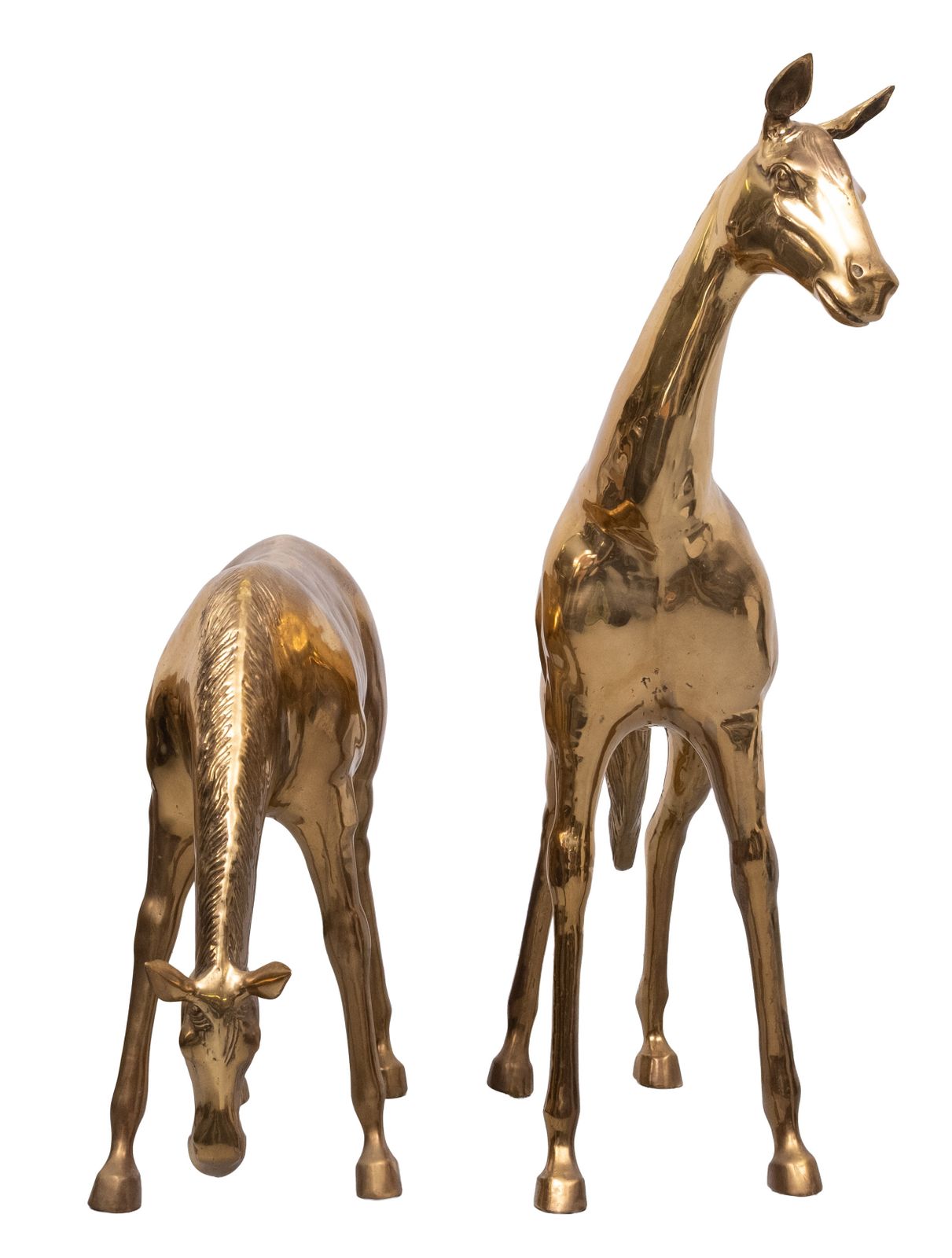 Paar grote messing paarden van Apko Superbrass, jaren 1970, Holland photo for sale