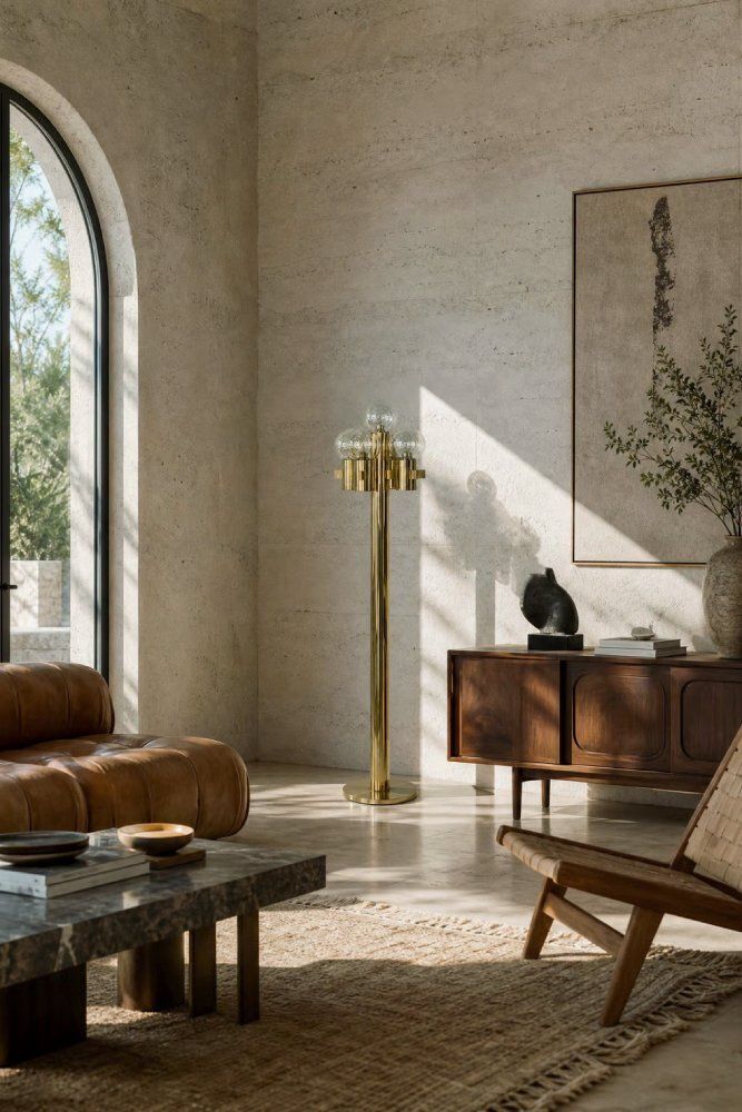 Mid Century Scandinavian Modern Sculptural Gouden Vloerlamp Van Hans Agne Jakobsson Voor Hans Agne Jakobsson Ab, Jaren 1970 photo for sale