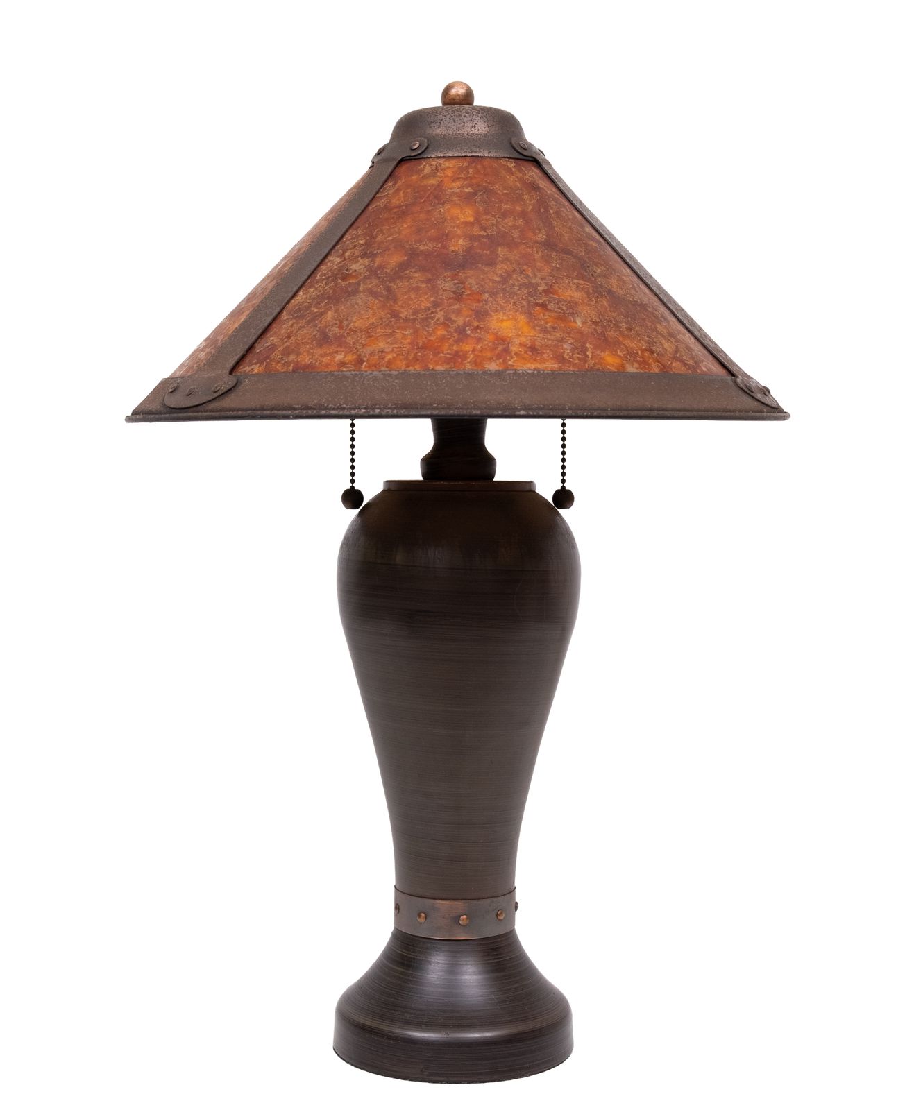 Vintage Arts & Crafts Tafellamp In De Stijl Van Dirk Van Erp, Koper En Mica, 20e Eeuw