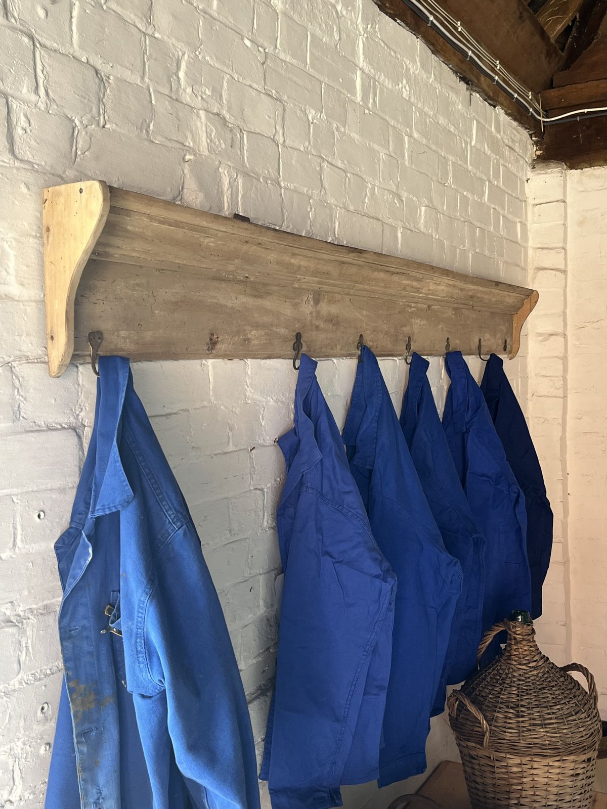 Long French Painted Hanging Shelves With Hooks photo 365.0