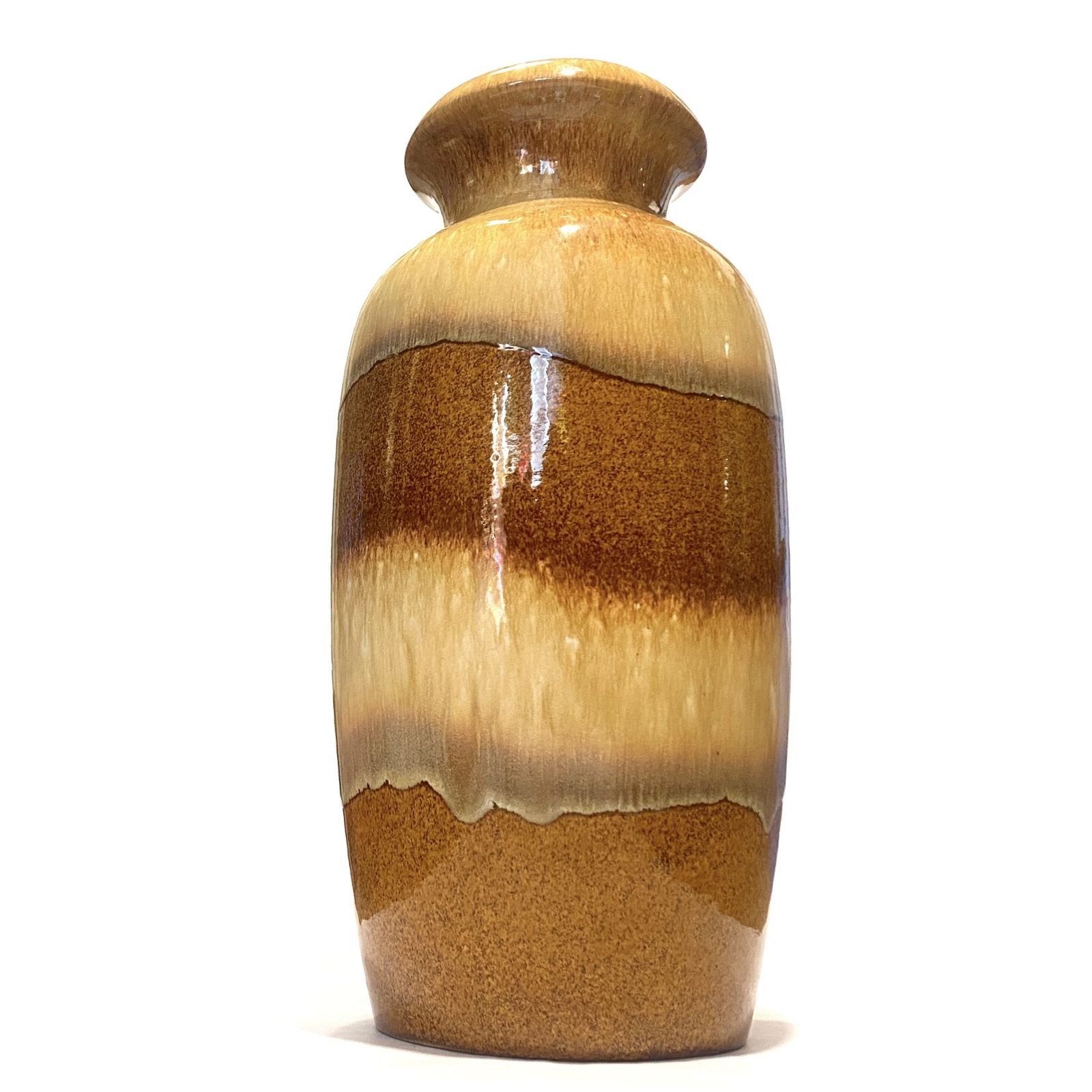 Scheurich Keramik 291 38 vloervaas, amber Fat Lava druipglazuur, jaren 1970, West-Duits aardewerk photo vinterior