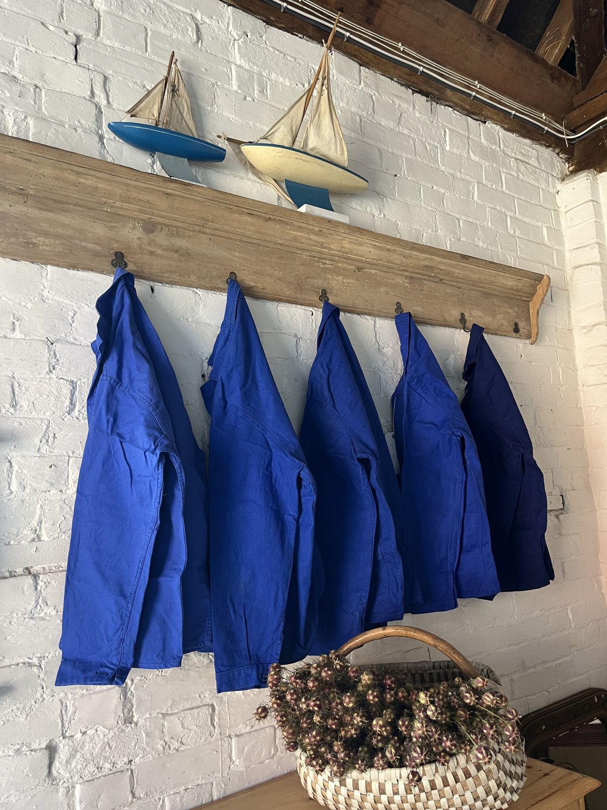 Long French Painted Hanging Shelves With Hooks photo buy