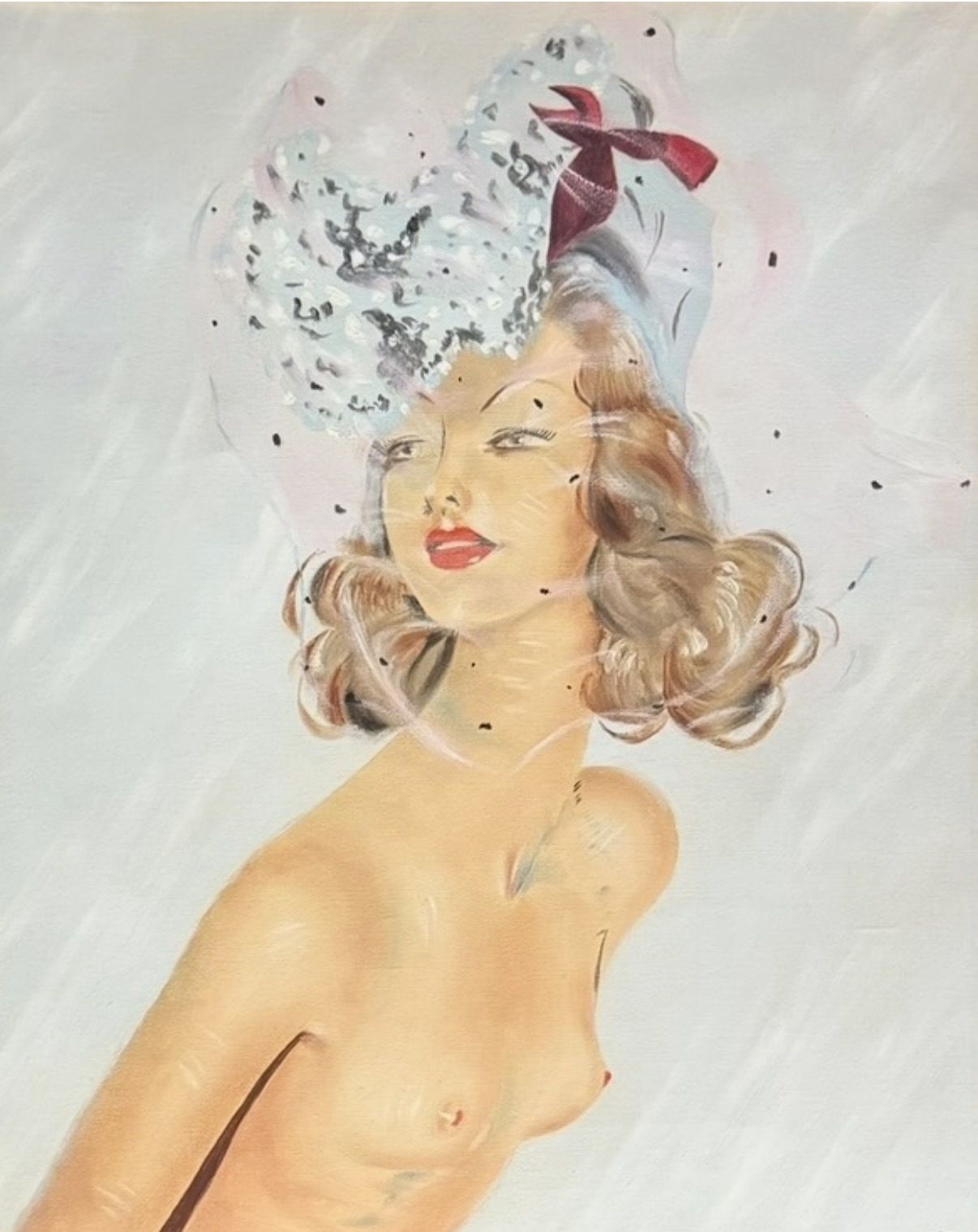 Mid Century Glamour Pin Up Portrait After Jean Gabriel Domergue photo furniture