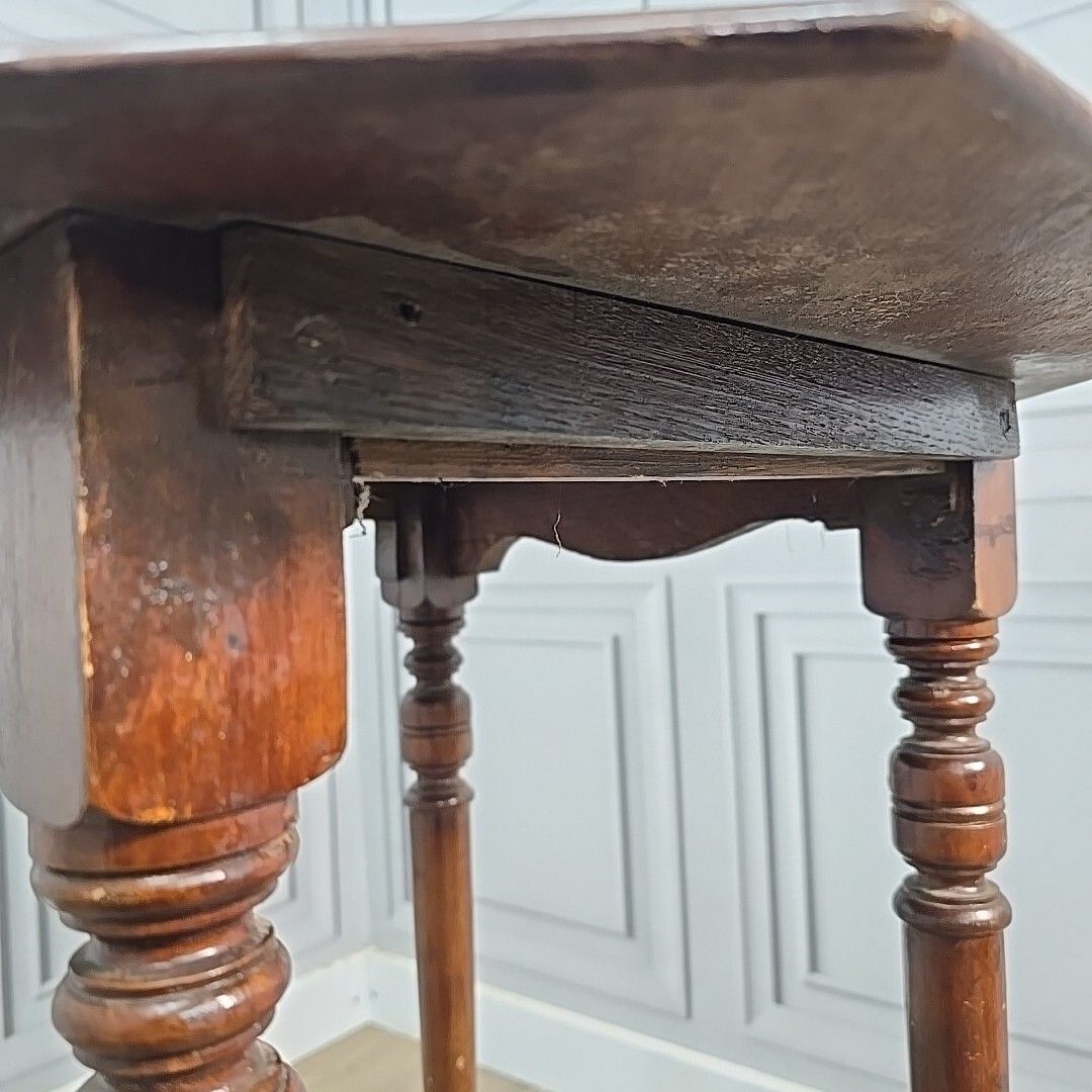 photo vinterior Antique Lamp Side Table Edwardian Early 20th Century Mahogany Occasional Vintage