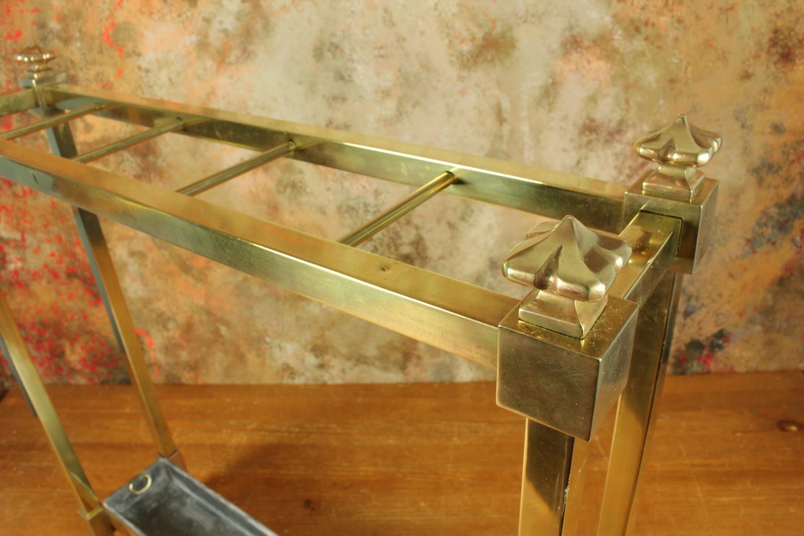 photo furniture Antique Small Brass Stick Stand. Narrow Walking Cane Umbrella Hall Stand.
