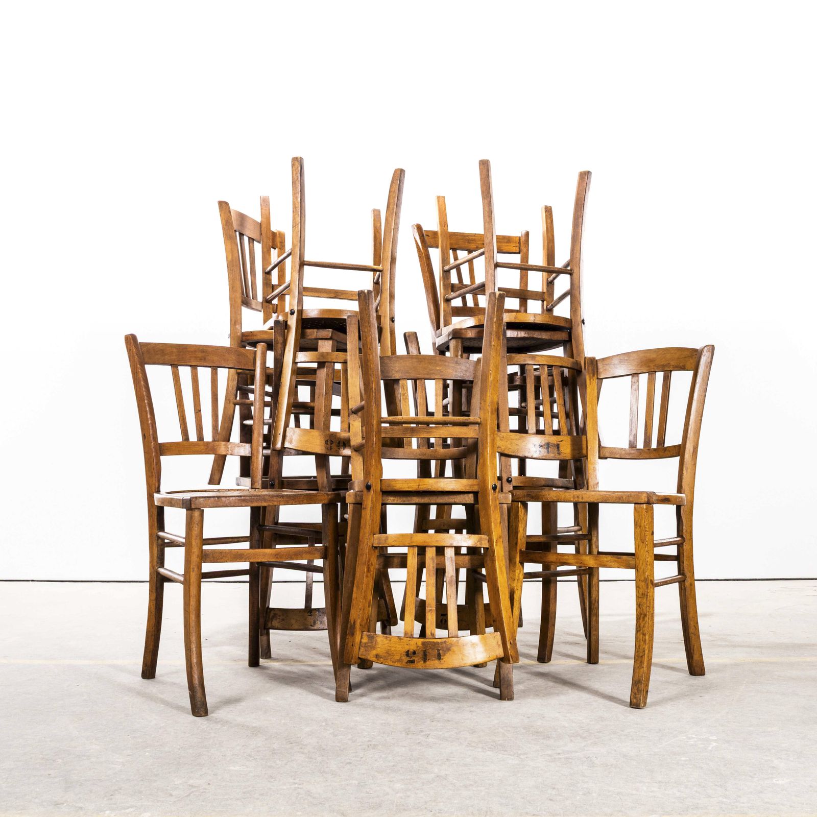 1950's French Farmhouse Dining Chairs With Stamped Numbers
