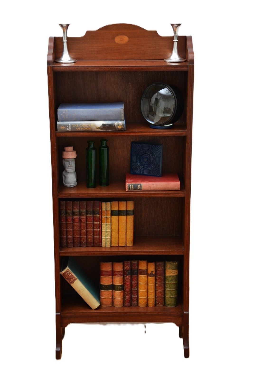 Slim Mahogany And Inlaid Open Bookcase C1900s