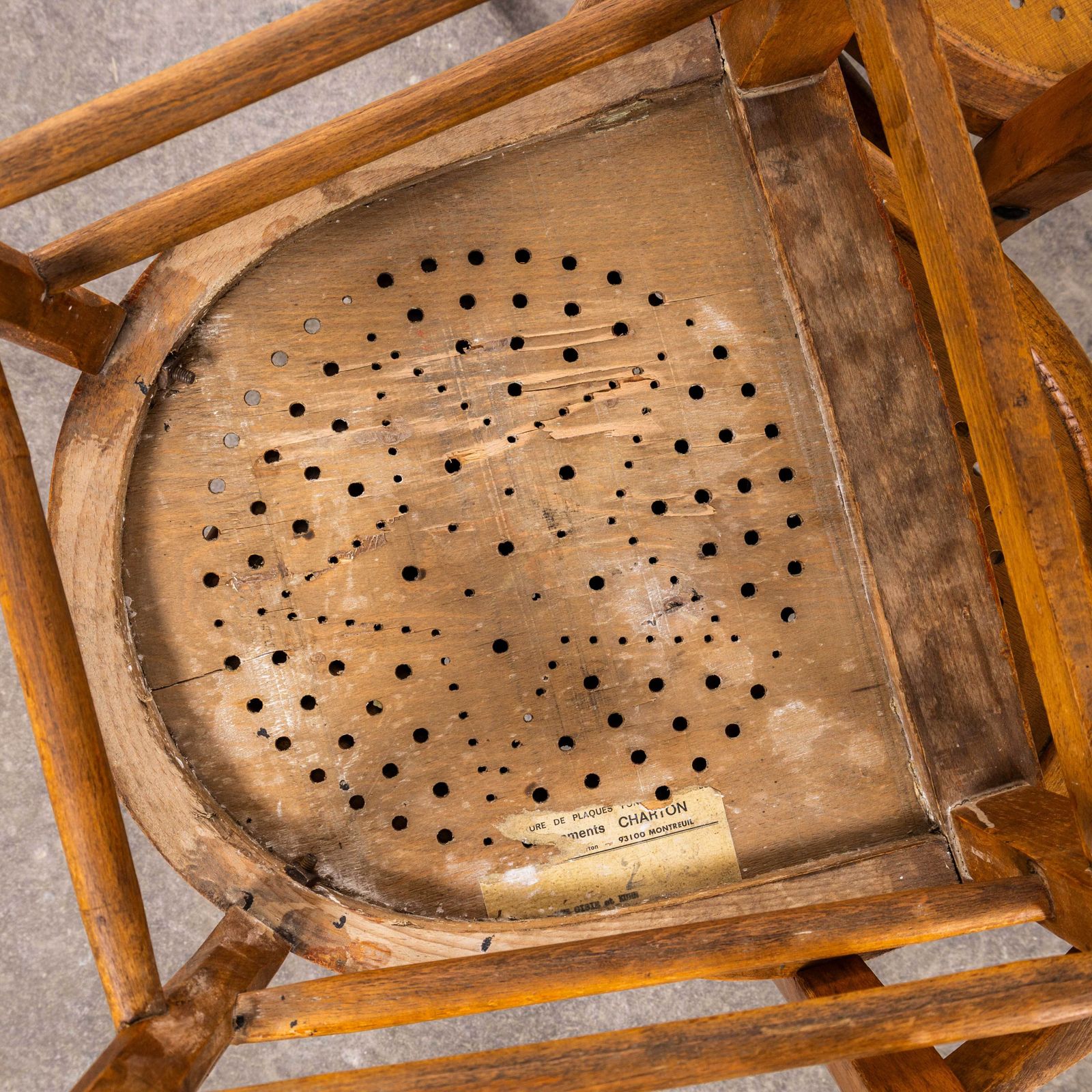 1950's French Farmhouse Dining Chairs With Stamped Numbers photo vintage