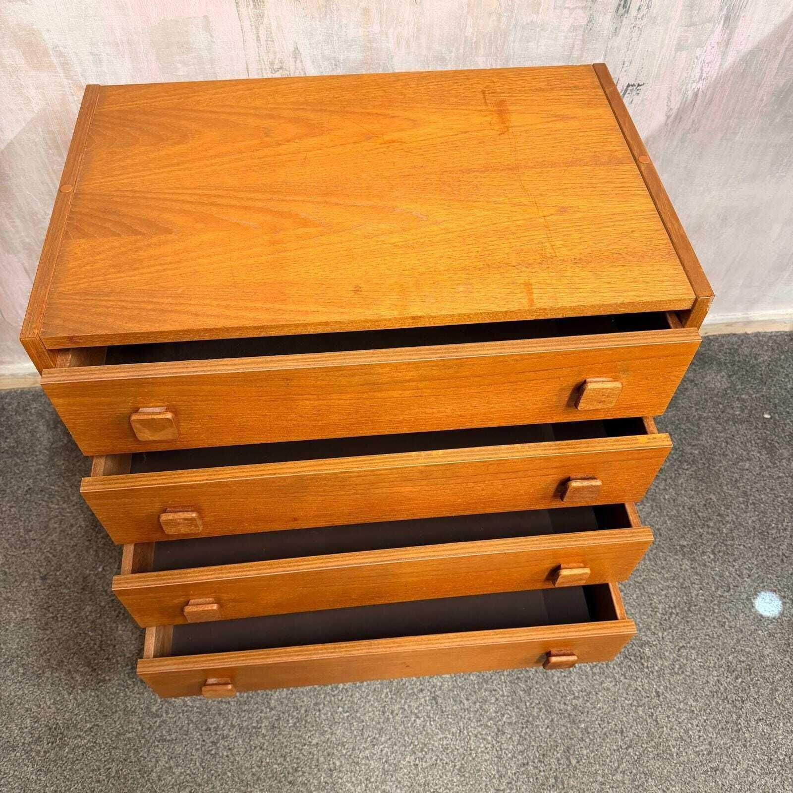 photo furniture Danish Domino Mobelfabrik Low Chest Of 4 Drawers Mid Century Square Pulls Plinth