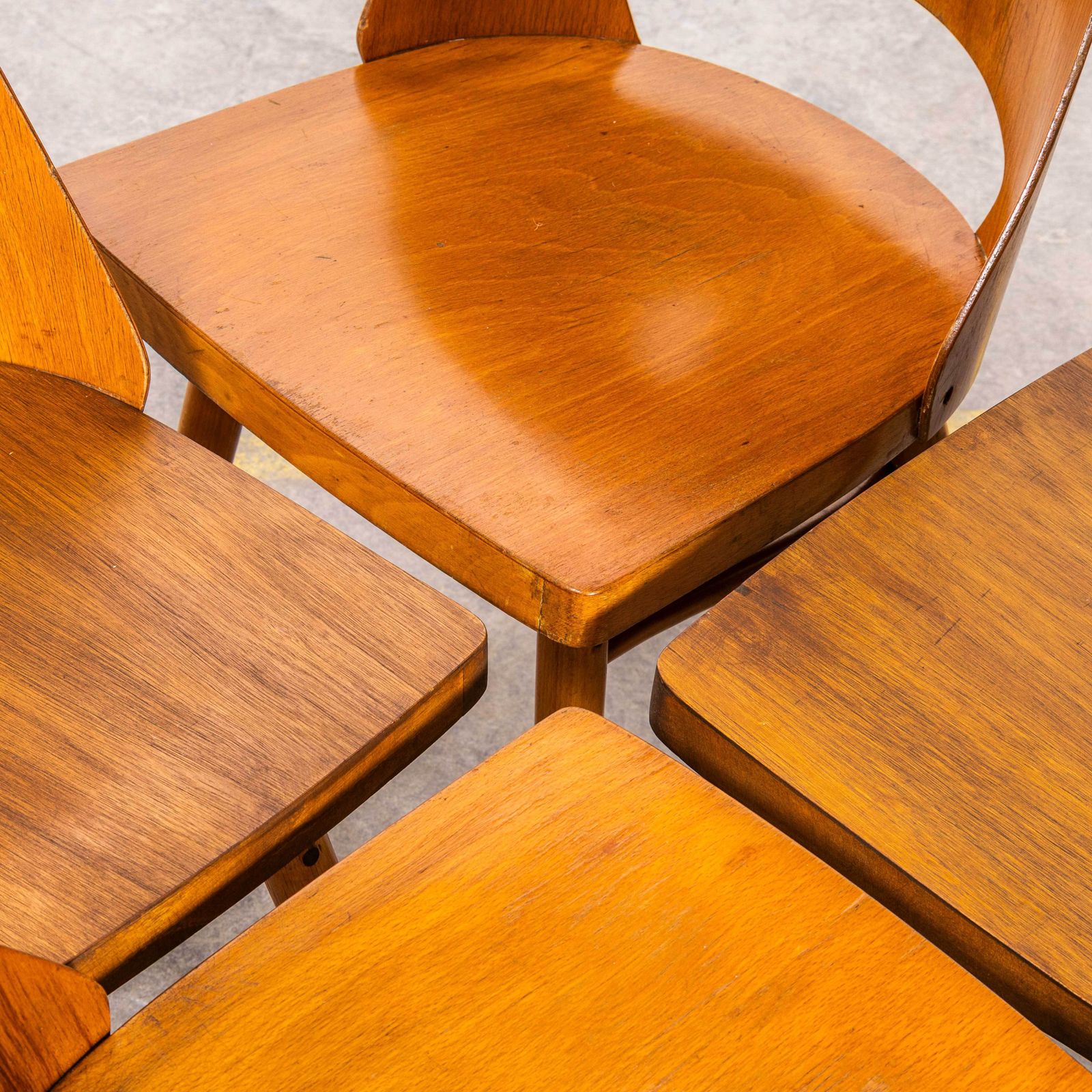 1950's Honey Beech Dining Chairs By Radomir Hoffman   Set Of Four photo vinterior