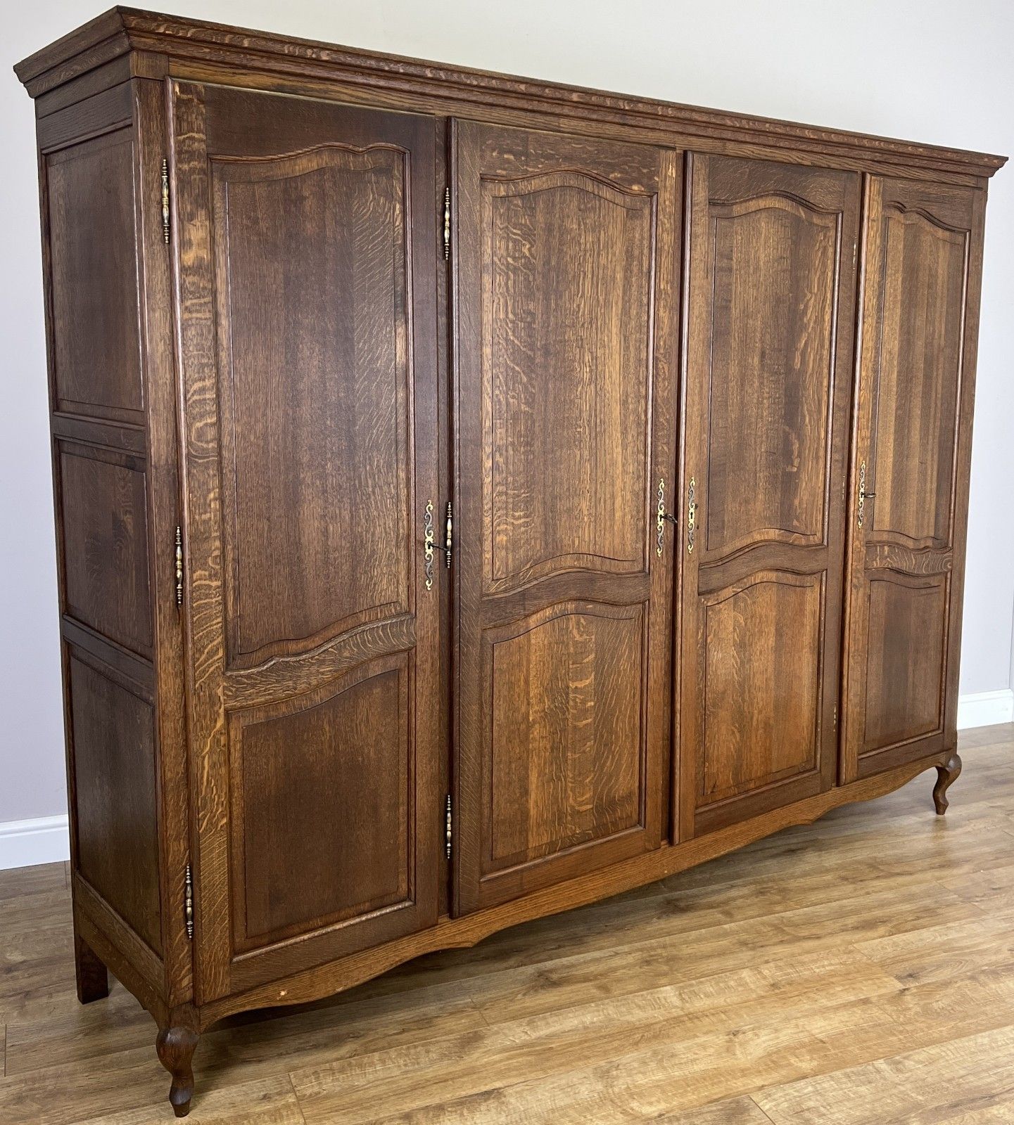 Wardrobe Vintage French Louis XVI Style Four Door Oak Carved Armoire Lot 6081 photo furniture