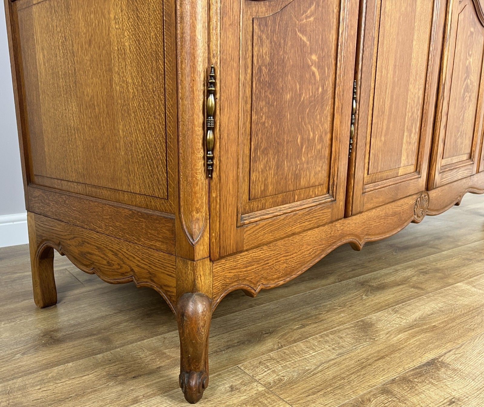 Wardrobe Vintage French Louis XVI Style Four Door Oak Carved Armoire Lot 6080 photo vinterior