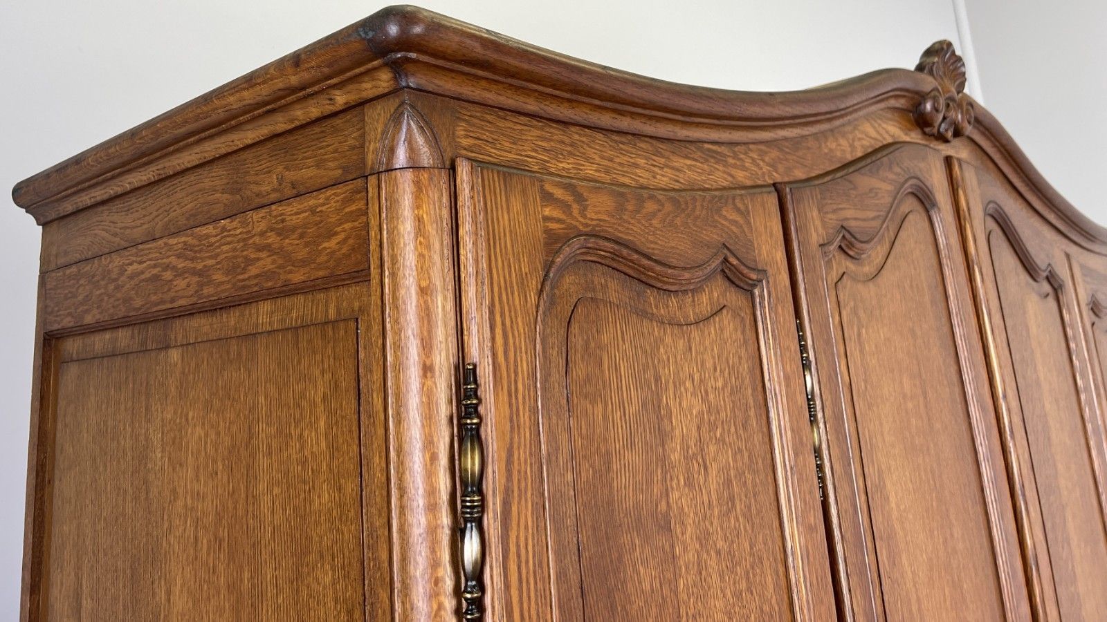 849.0 Wardrobe Vintage French Louis XVI Style Four Door Oak Carved Armoire Lot 6080 photo