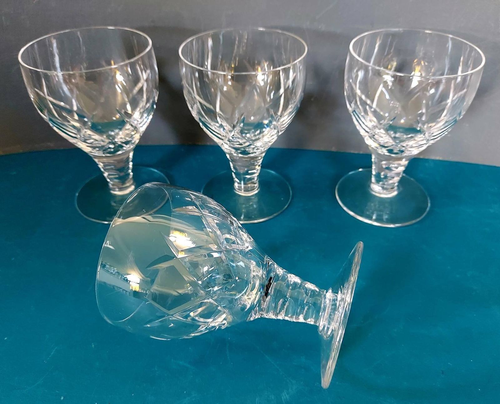 A Beautiful Set Of 4 Vintage Stuart Crystal Beau Small Wine Glasses, Made In England, 1970's photo furniture