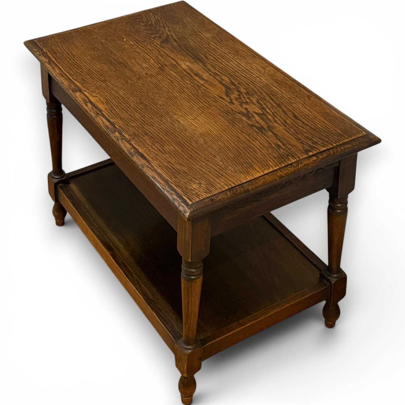 Victorian Oak Coffee Table With Carved Frieze & Lower Shelf photo furniture