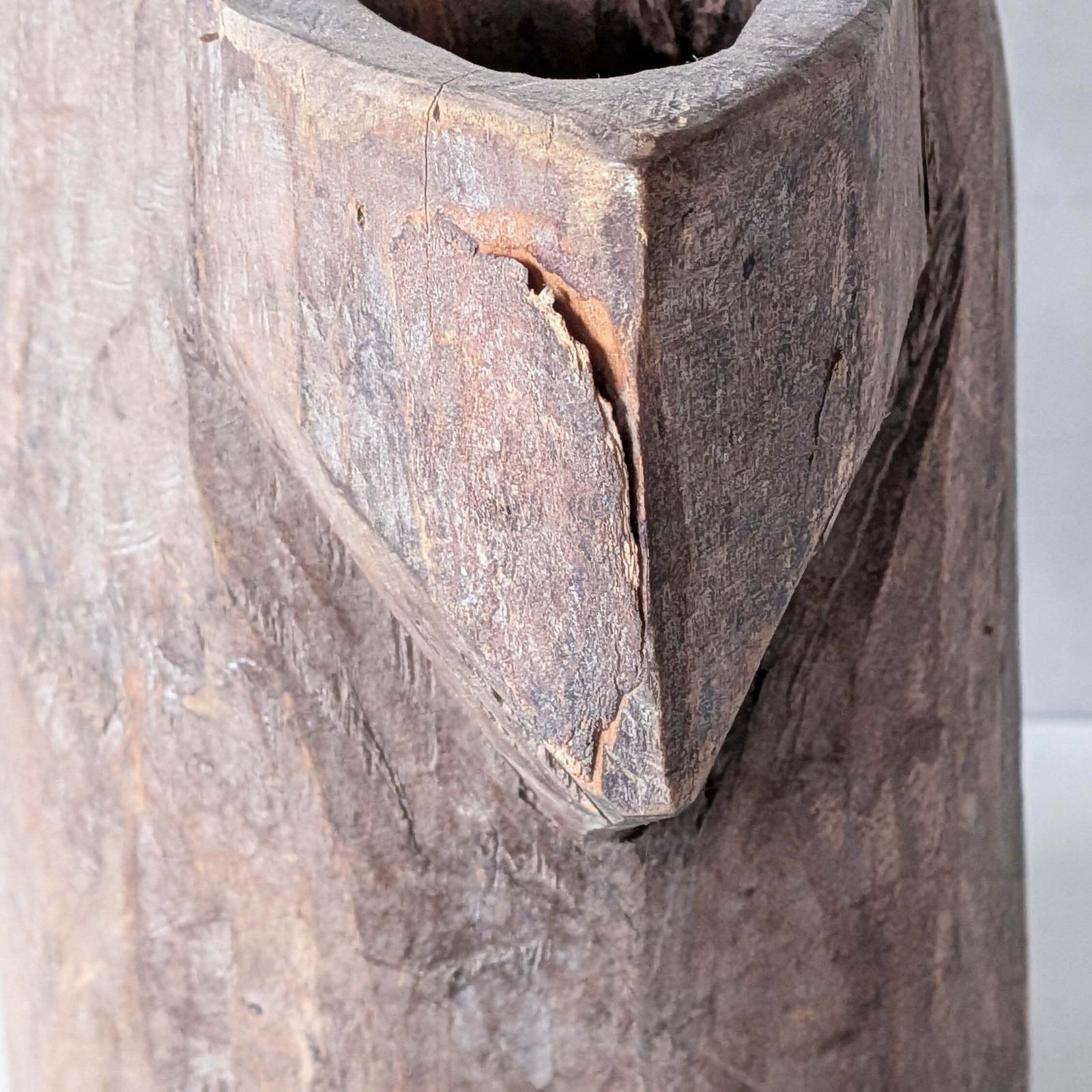 Folk Art Sculptural Heavy Hardwood Chainsaw Cut Carved Jug 1 photo 180.0