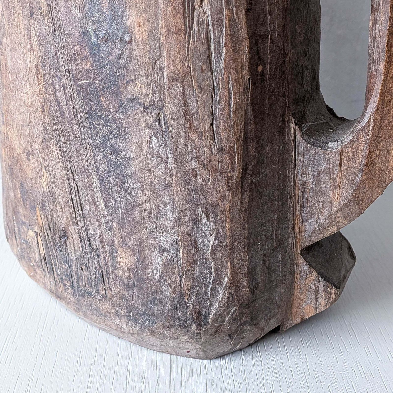 180.0 Folk Art Sculptural Heavy Hardwood Chainsaw Cut Carved Jug 1 photo