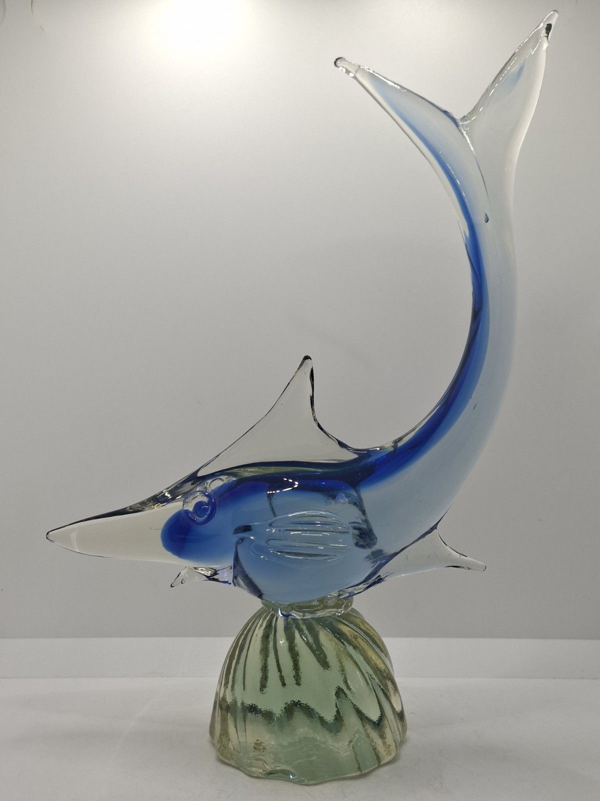 Murano Uranium Glass Marlin Fish Blue Green Large Vintage Venetian Italian photo Home Decor