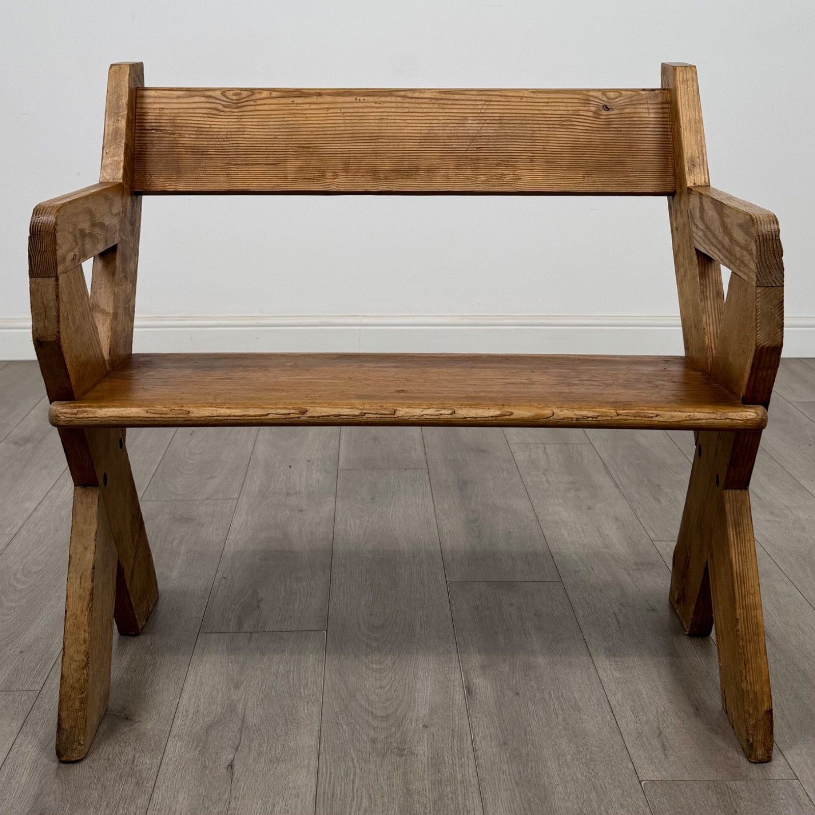 Antique 19th Century Victorian Bench In Pitch Pine ( Af 5673 ) photo vintage