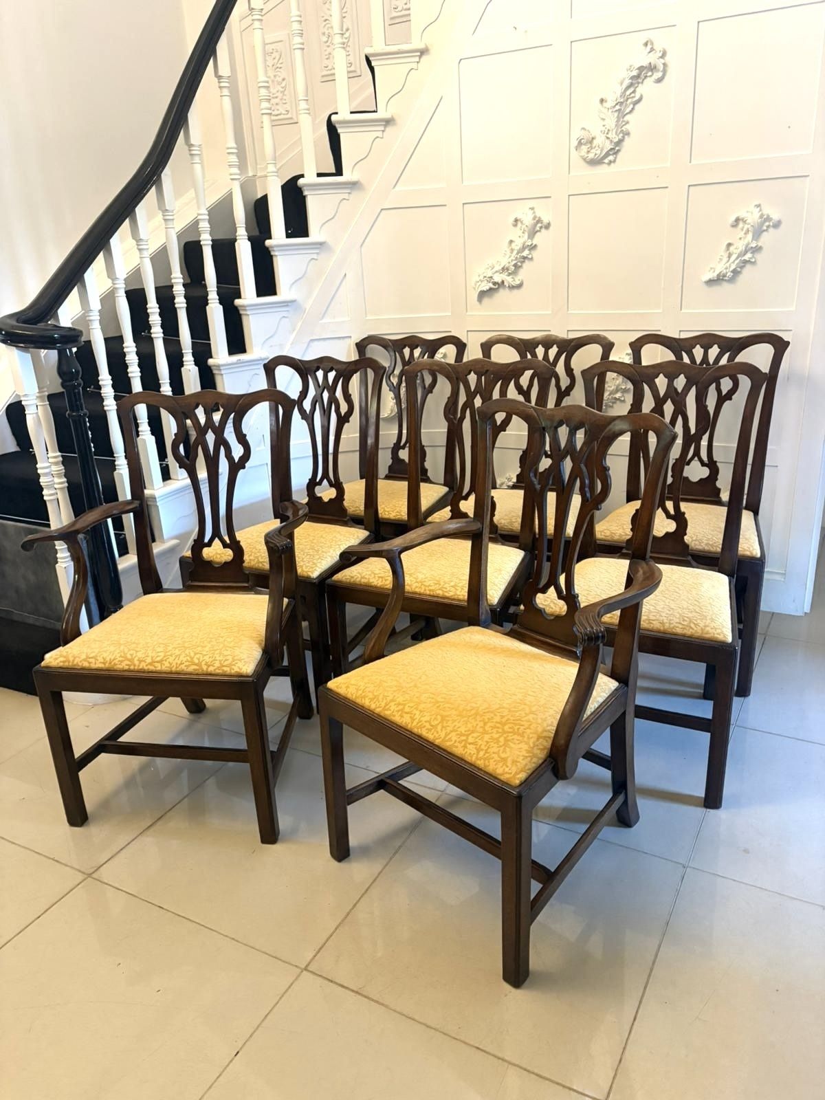 4495.0 Antique 19th Century Mahogany Dining Chairs Set Of Eight 6 Singles 2 Carvers English photo