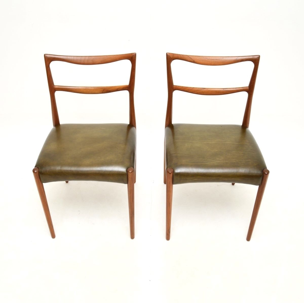Pair Of Danish Teak And Leather Chairs By Henry Klein For Bramin photo for sale
