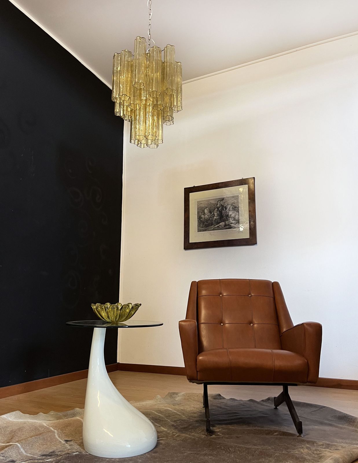 Fantastic Murano Clear Amber / Gold Glass Tube Chandelier photo furniture