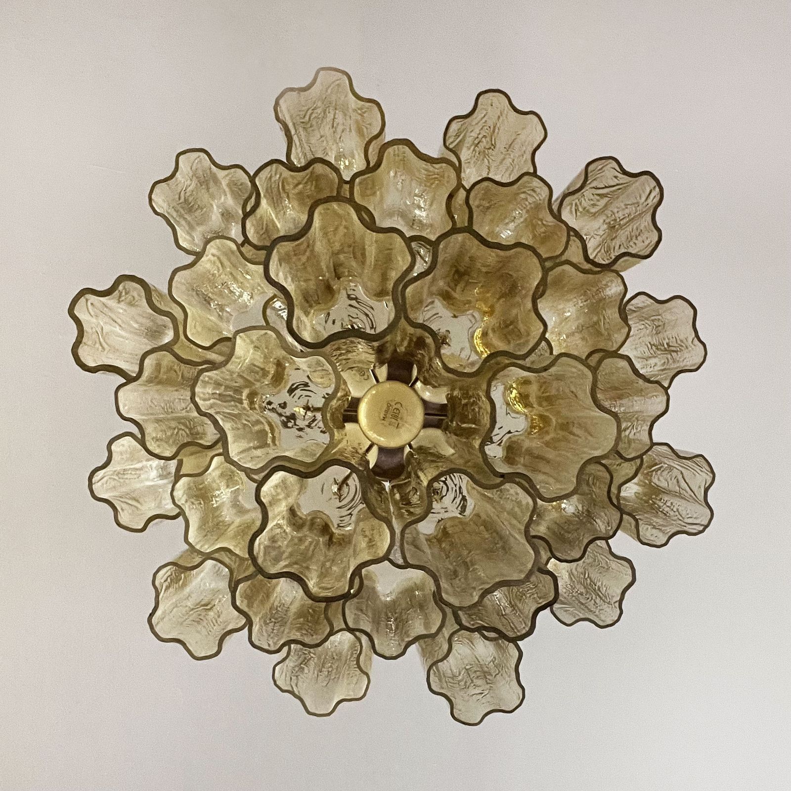 Fantastic Murano Clear Amber / Gold Glass Tube Chandelier photo 750.0