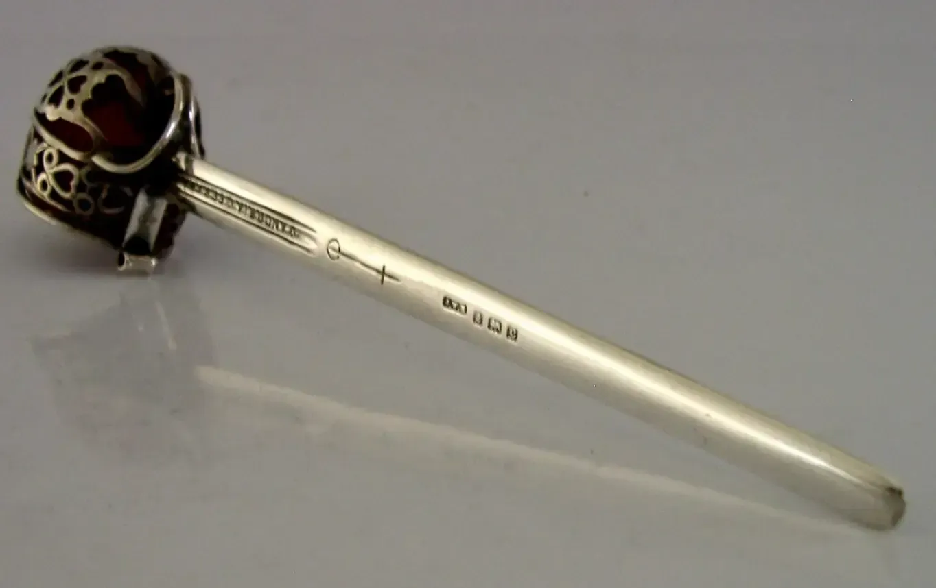 Rare English Sterling Silver Letter Envelope Opener Desk Item 1902 Antique photo vinterior