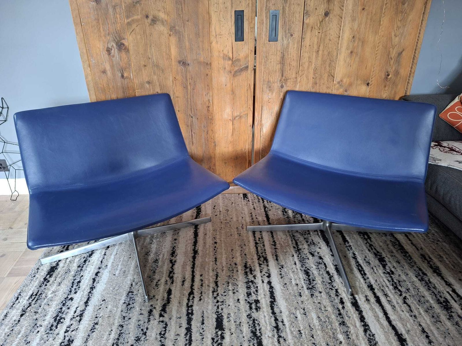photo for sale Pair Of Arper Catifa 80 Lounge Chairs In Blue By Lievore Altherr Molina