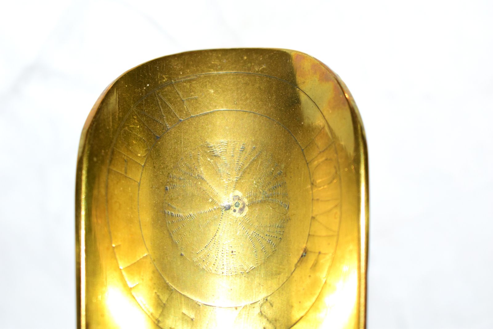 Wwi British Brass Trench Art Shoehorn With "Home Sweet Home" Engraving, C.1915 photo for sale