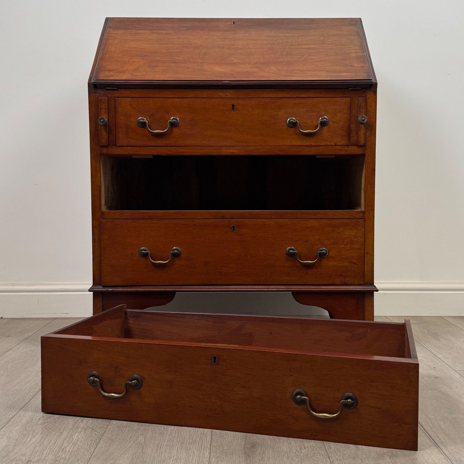 495.0 Antique 20th Century Edwardian Bureau In Mahogany ( Af 5686 ) photo