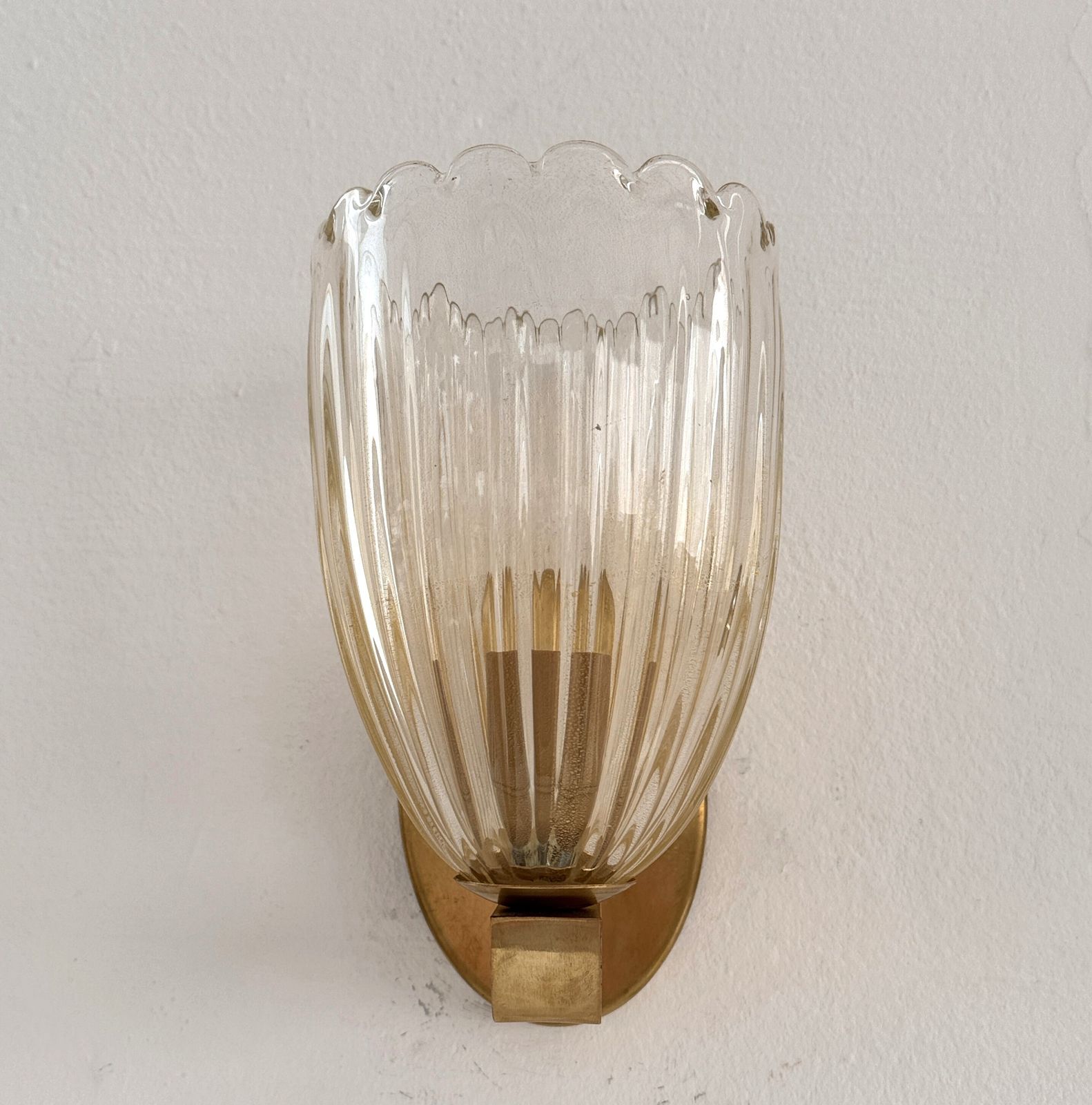Italian Brass And Murano Glass Wall Lights Or Sconces In Art Deco Style, 1990s photo buy